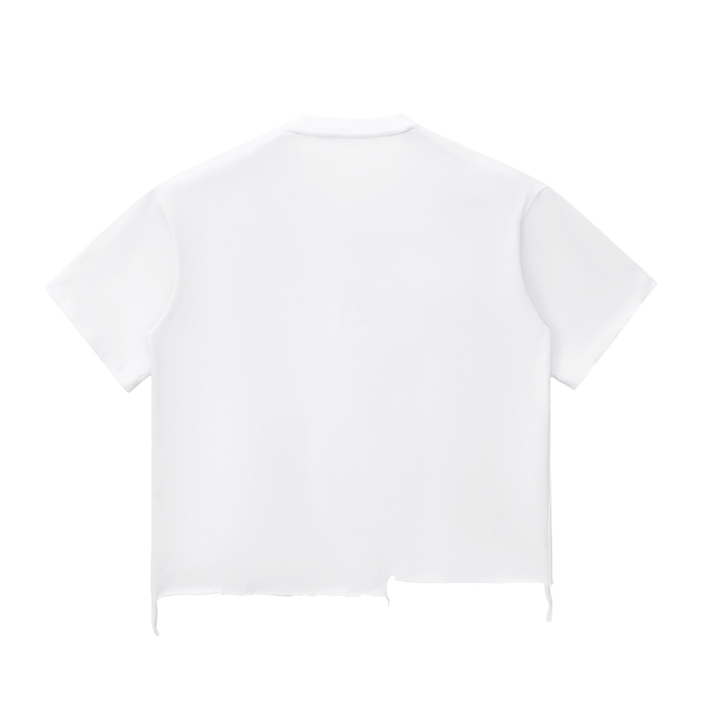 Snow Wash Raw-Hem Boxy T-shirt "Wick'D"